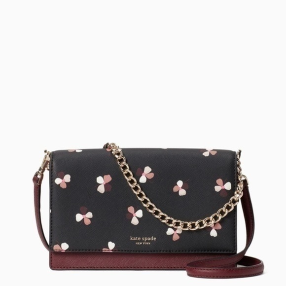 Kate Spade Floral Saffiano Crossbody Bag Chain Flap Nwt